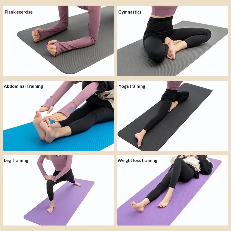 Pilates Yoga Home Workout - 特厚滑り止めヨガマット、衝撃吸収、幅広ピラティスフィットネスワークアウトマット、ホームジム、女性男性用、環境に優しいピンク