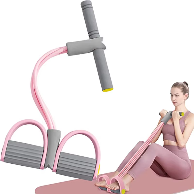 Pilates Yoga Board - 4チューブ抵抗バンドヨガペダルプラー弾性プルロープフィットネス機器、腹部、腰、腕のトレーニング用