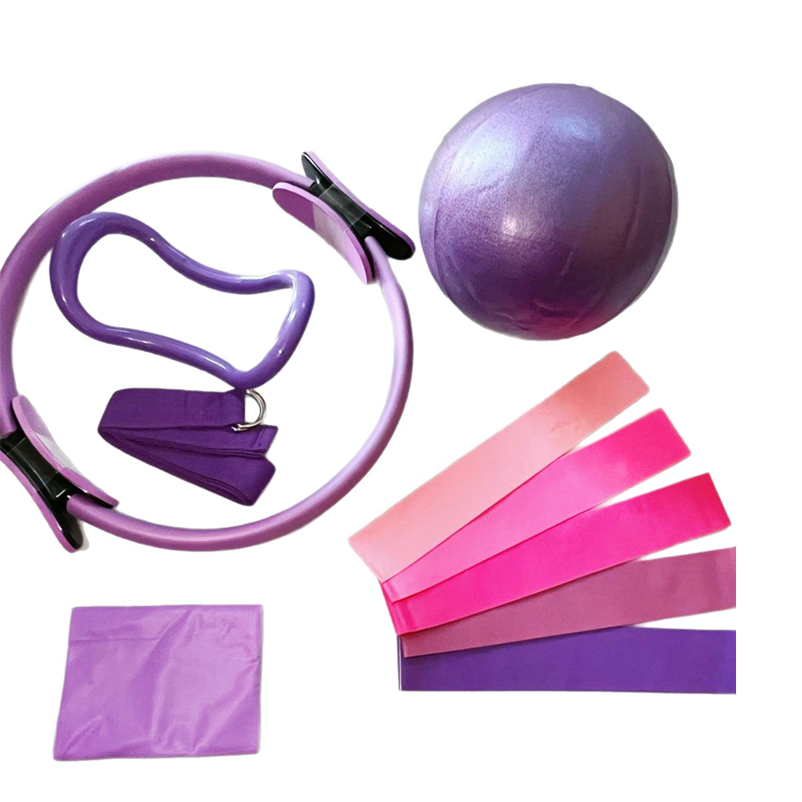Pilates Yoga Ball Exercises - カスタマイズロゴ入り5点セットホームジムレジスタンストレーニングフィットネスセット25cmサークルピラティスボールヨガリングエクササイズサポート