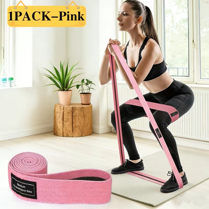 Pilates Yoga Home Workout - 3本/1本入りの脚とヒップ用レジスタンスバンド、ヨガ、ピラティス、ホームワークアウト用の布製エクササイズループバンド、ヒップ強化バンド