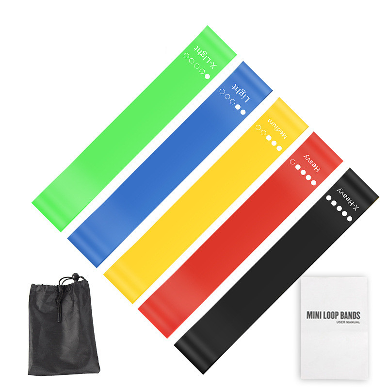 Pilates Yoga Board - 5本セット TPEレジスタンスバンドセット 収納バッグ＆マニュアル付き、ヨガ・ピラティス・筋力トレーニング・ホームジム用伸縮性エクササイズバンド