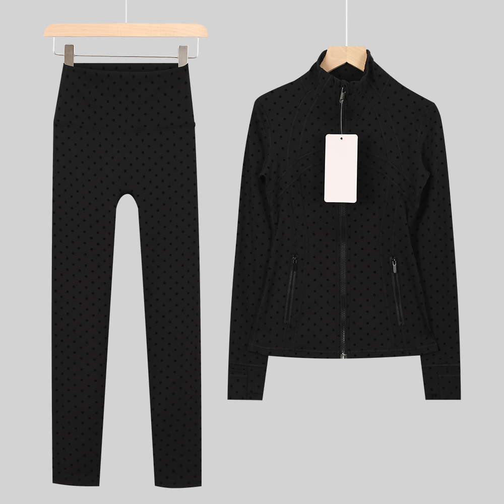 Pilates Yoga Jacket - レディースヨガスポーツジャケットセット ヨガウェア ランニングフィットネス カジュアルジャケット アクティブウェア ナインポイントパンツ
