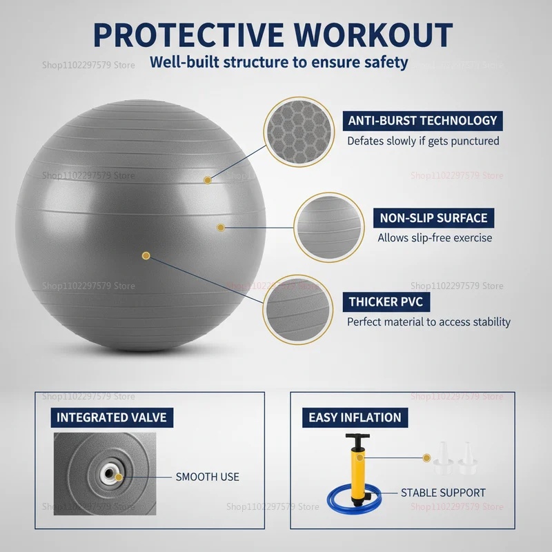 耐爆破ヨガボール（ポンプ付き）厚型エクササイズピラティスボー - Pilates Yoga Ball Exercises のレビューと価格