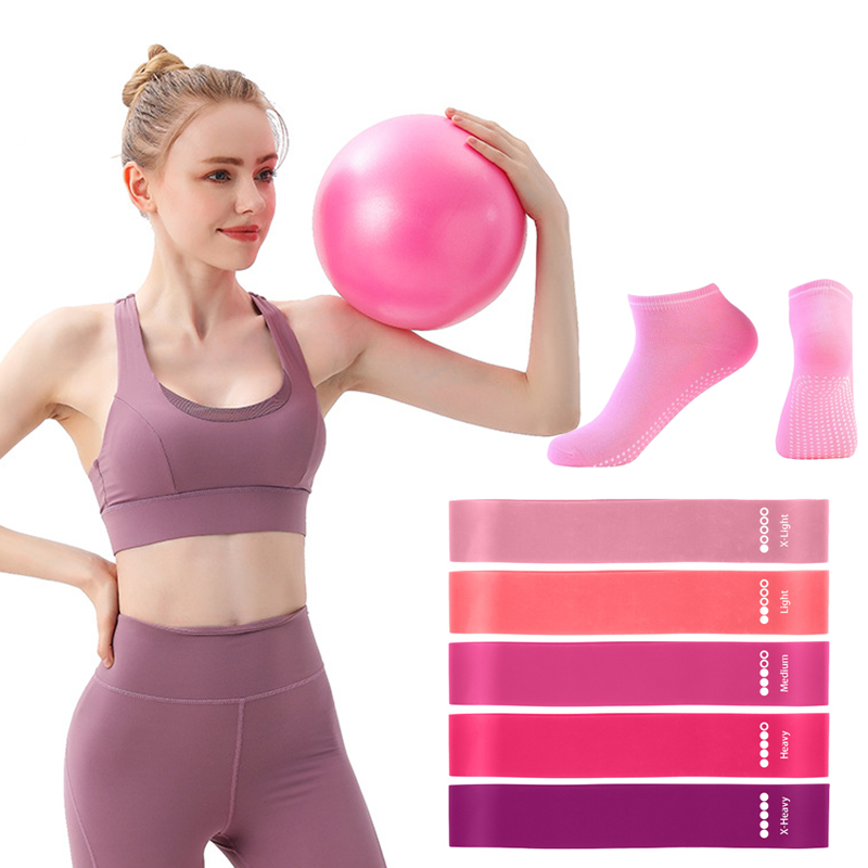 ピラティスボール、レジスタンスバンド、グリップソックスセット - Pilates Yoga Ball Exercises のレビューと価格