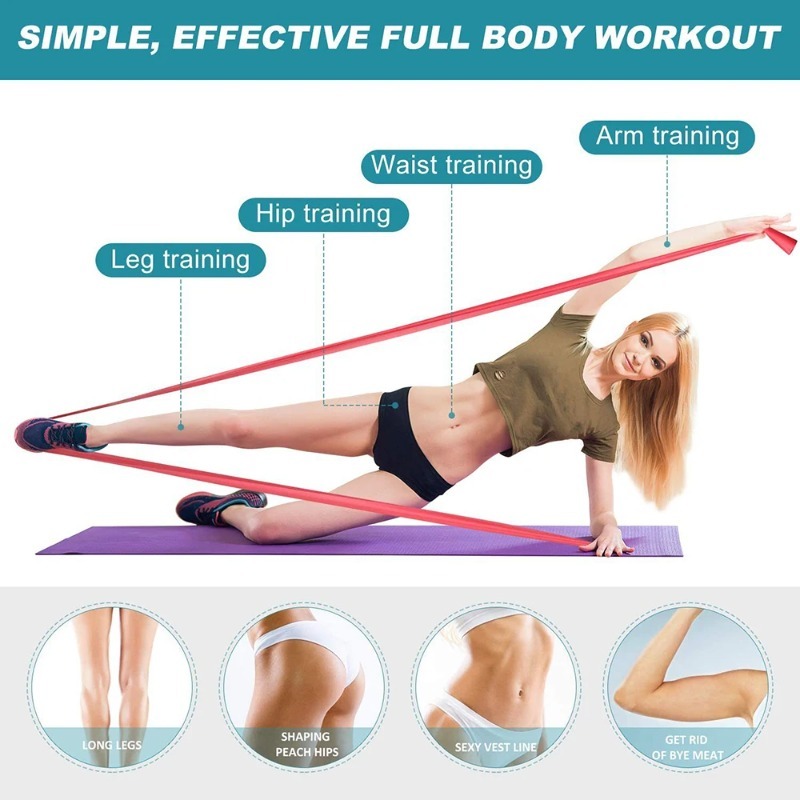 天然ラテックス製レジスタンスバンド、ヨガ、ピラティス、ホーム - Pilates Yoga Home Workout のレビューと価格