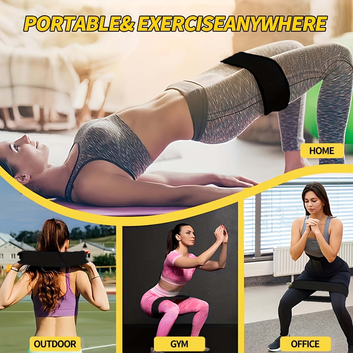3本セットのレジスタンスバンド、脚やヒップ用の弾性エクササイ - Pilates Yoga Home Workout のレビューと価格