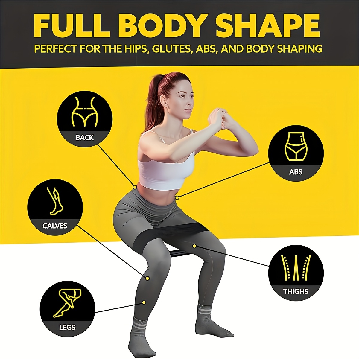 3本セットのレジスタンスバンド、脚やヒップ用の弾性エクササイ - Pilates Yoga Home Workout のレビューと価格