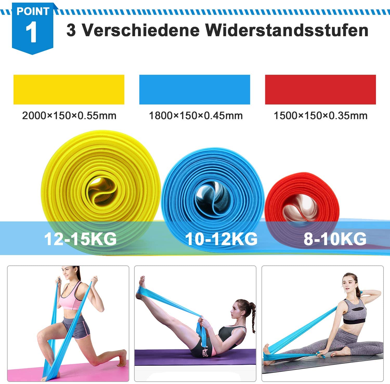 弾性フィットネスバンド 3 個レジスタンスバンド弾性フィット - Pilates Yoga Board のレビューと価格