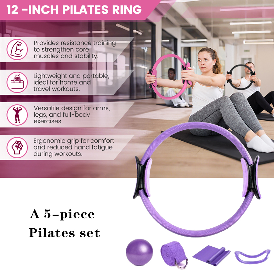 カスタマイズロゴ入り5点セットホームジムレジスタンストレーニ - Pilates Yoga Ball Exercises のレビューと価格