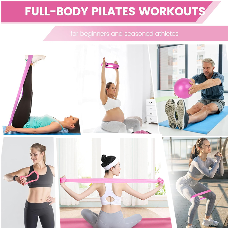 カスタマイズロゴ入り5点セットホームジムレジスタンストレーニ - Pilates Yoga Ball Exercises のレビューと価格