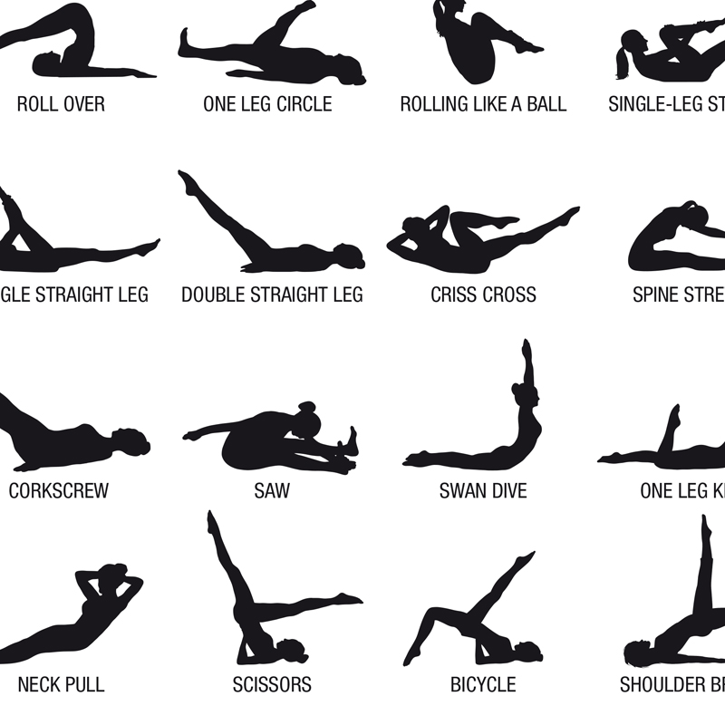 フレームレスピラティスワークアウトチャートポスターキャンバス - Pilates & Yoga With Katja Youtube のレビューと価格