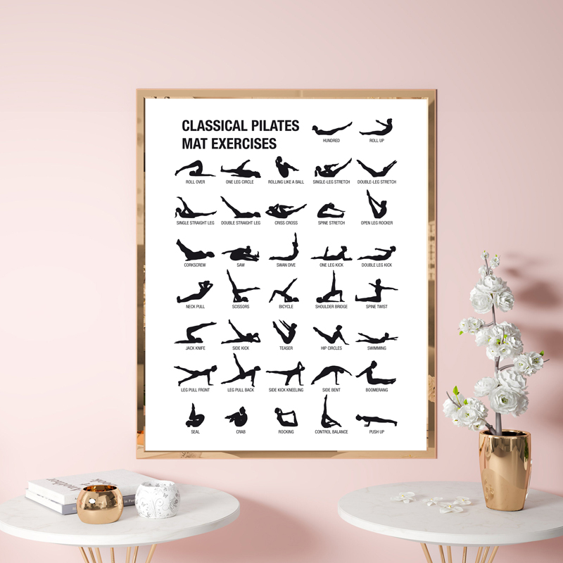 フレームレスピラティスワークアウトチャートポスターキャンバス - Pilates & Yoga With Katja Youtube のレビューと価格